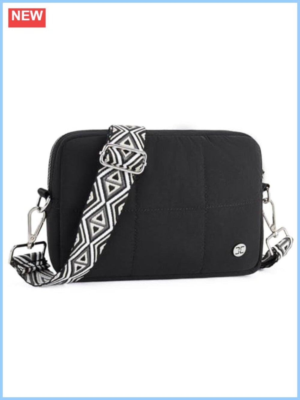 Quilted Nylon Crossbody Bag with Adjustable Guitar Strap